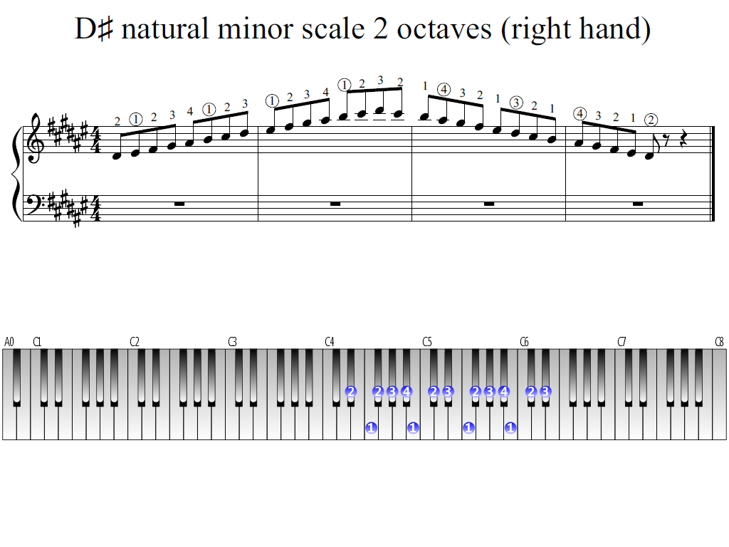 Figure 1. Whole view of the D-sharp natural minor scale 2 octaves (right hand)